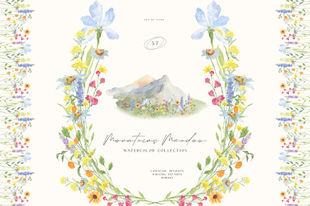 Mountains Meadow watercolor, a Seasonal Illustration by LiChu Art