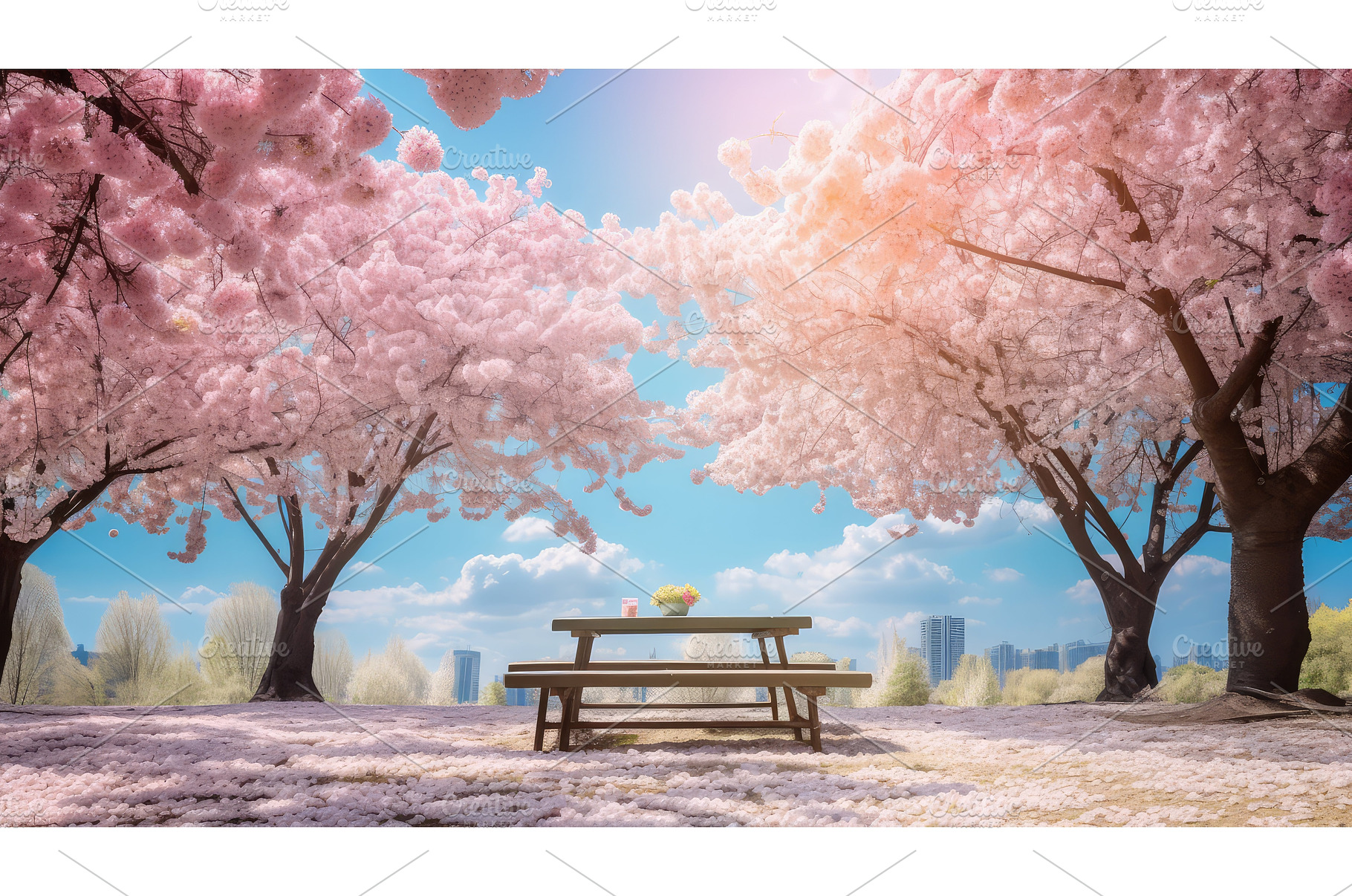 park spring backdrop ai generated, a Nature Photo by pikepicture