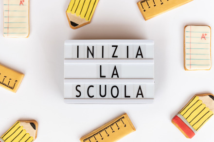 Back to school concept. Italian text