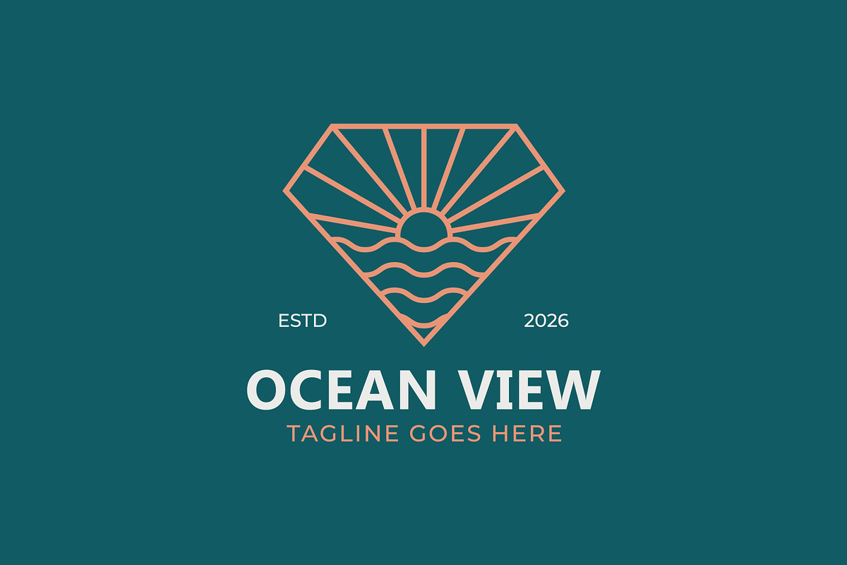 Ocean view sunset diamond logo, a Branding & Logo Template by Signatoro (Photo 1 of 3)