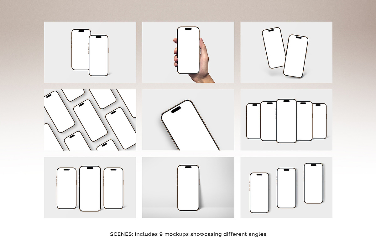 iPhone Pro Max Mockup - 9 Scenes, an iPhone Mockup by Limitless Design (Photo 2 of 11)
