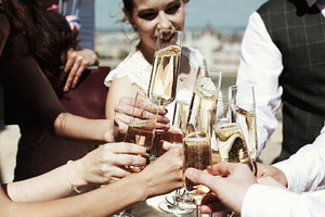 People with glasses of wine