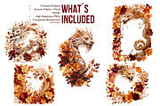 Autumn Dragons Clipart Set PNG, a Decorative Illustration by Floraphoria (Thumbnail 2 of 9)