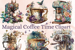 Watercolor Coffee Time Clipart