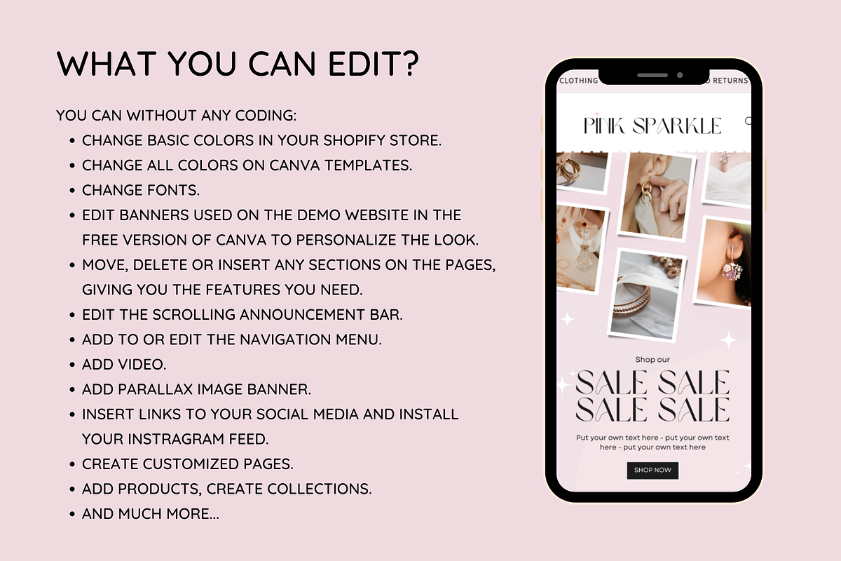 Pink Sparkle Shopify Theme, a Shopify Template by SunshineStudioBoutique (Photo 2 of 10)