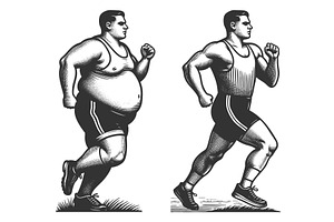 Before and After Fitness, a Sport Illustration by AlexArt