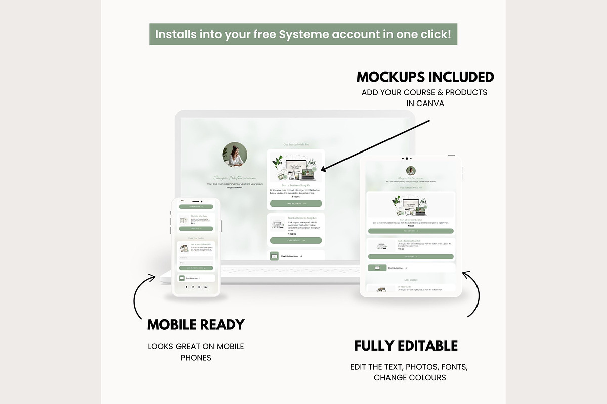 Systeme.io Sage Botanica Link in Bio, a Landing Page Template by Hayley's Digital Hub (Photo 4 of 10)