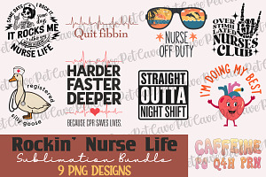 Rockin' Nurse Life PNG Bundle, a Graphic by Pet Cave