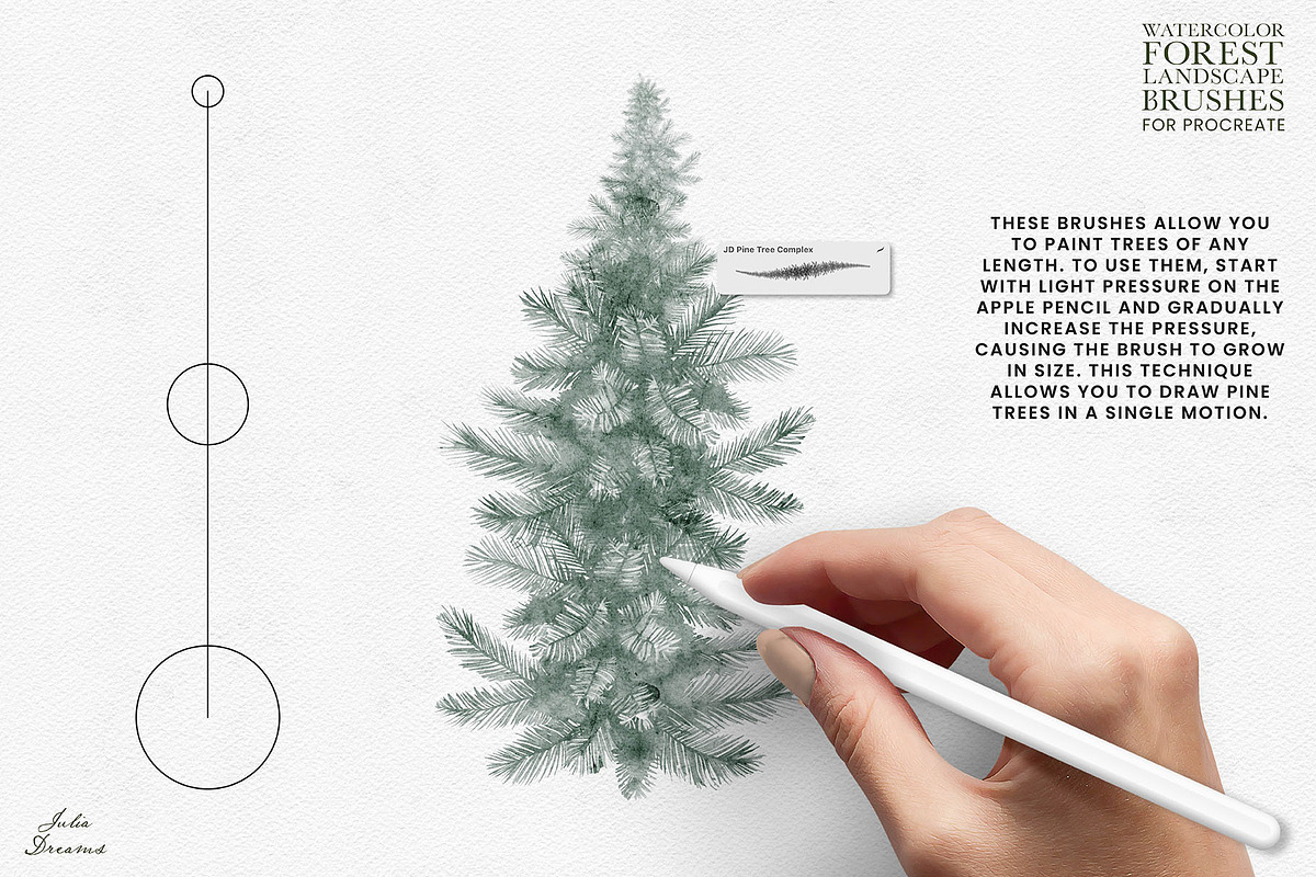 Forest Landscape Procreate Brushes, a Brush Add-On by Julia Dreams