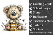 Whimsical Bear and Bees Clipart, a Seasonal Illustration by Canvas Craft (Thumbnail 3 of 10)