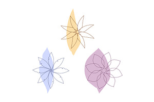 Trio of abstract floral line art, an Illustration by okskukuruza