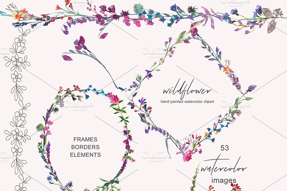 Watercolor Wildflower Clipart, an Illustration by Patishop Art (Photo 7 of 9)