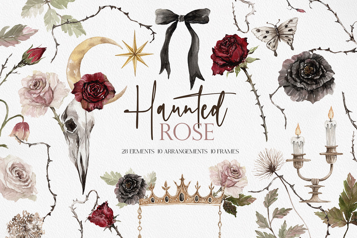 Watercolor Clipart - Haunted Rose, a Decorative Illustration by Beigetime (Photo 1 of 12)