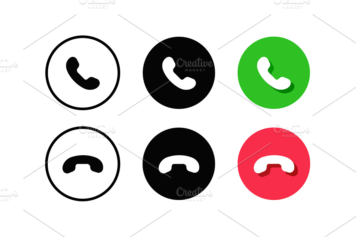 Telephone buttons icons collection, an Object Illustration by Elen_Art
