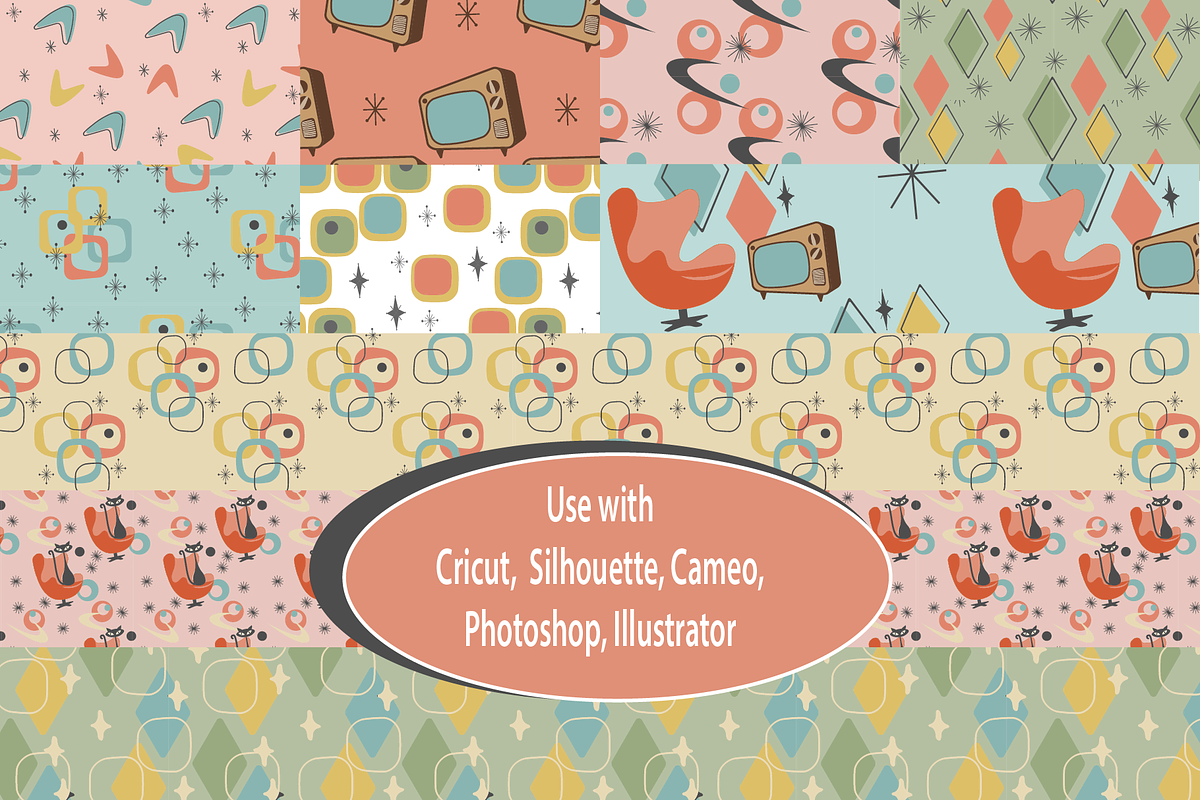 Mid Century Modern Seamless Patterns, a Pattern Graphic by Blynn Pippen (Photo 4 of 9)