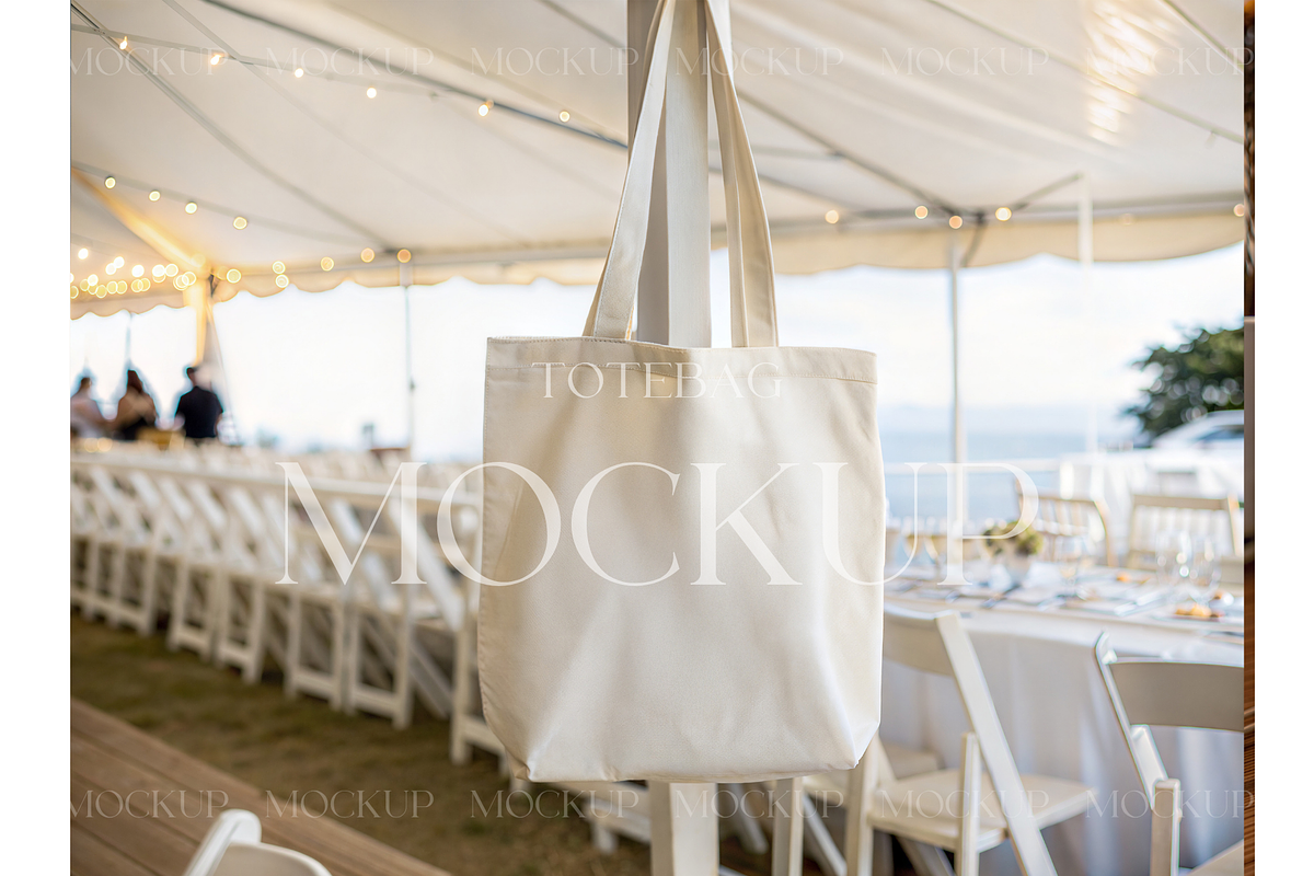Beige Tote at Summer Event, a Product Mockup by MockupWizard (Photo 1 of 3)