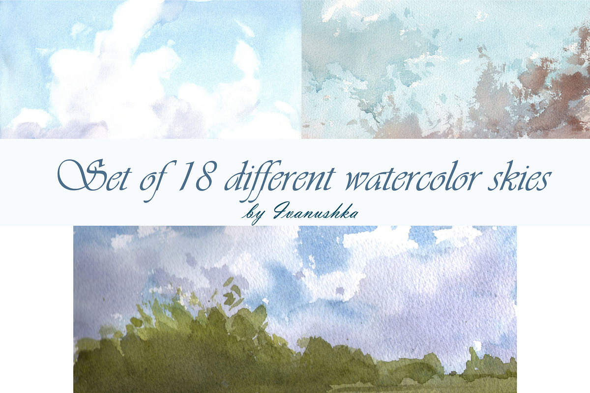 Watercolor set of skies, a Texture Graphic by ivanushka-art (Photo 4 of 6)