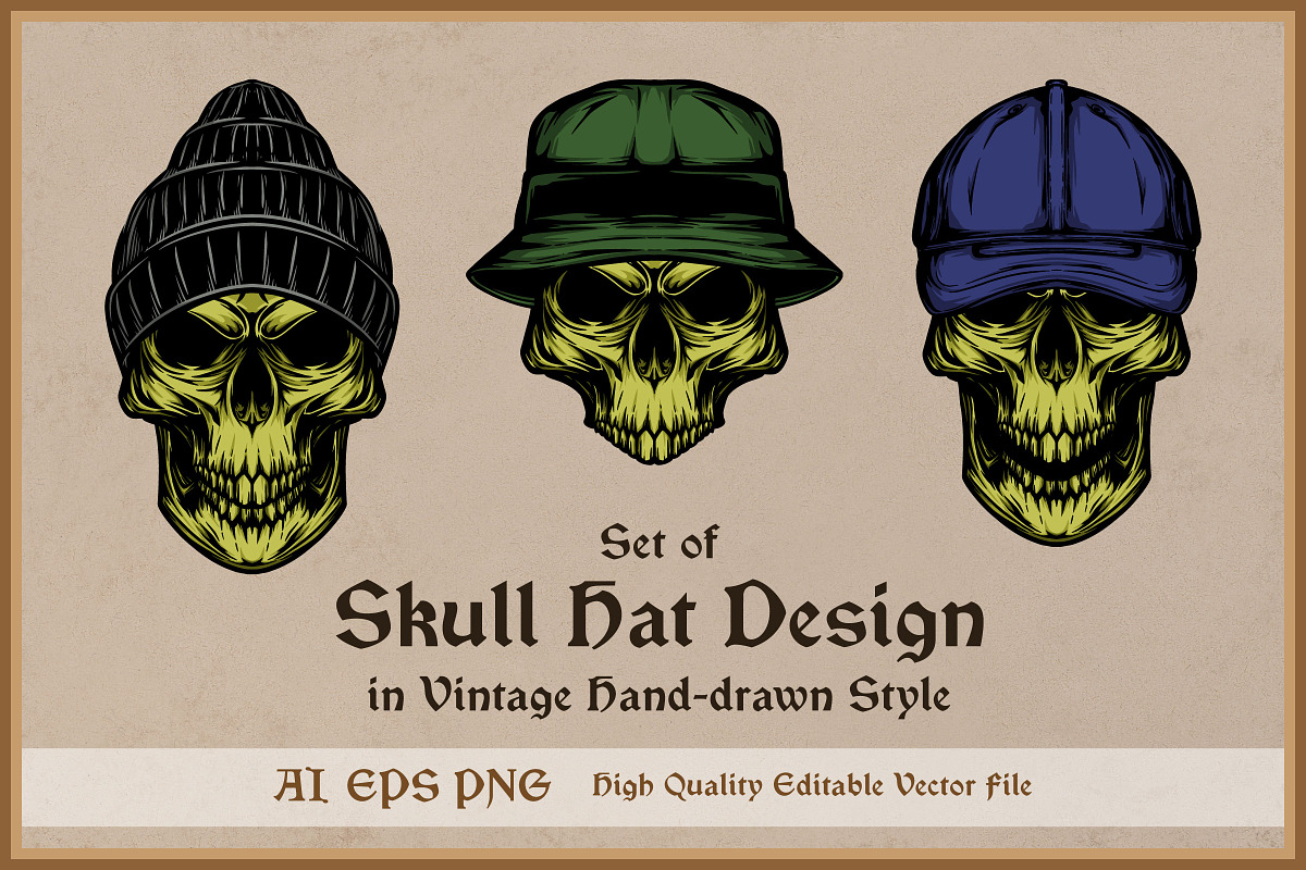 Skull Hat Design Vector, an Illustration by vectstudio (Photo 1 of 3)