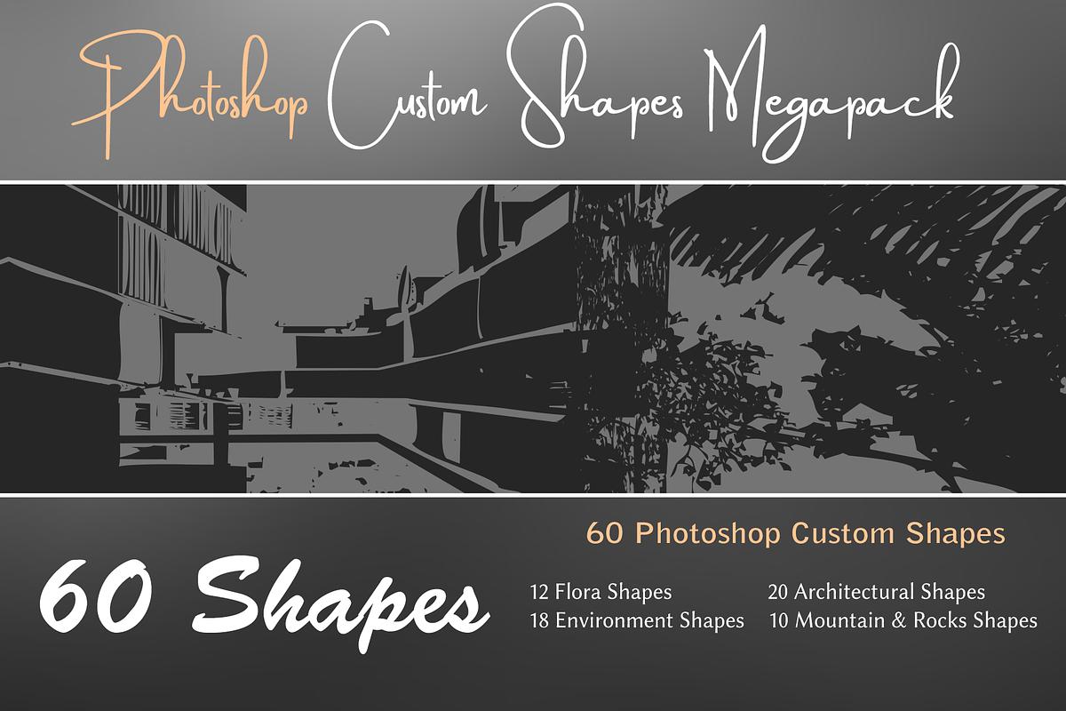 Photoshop Custom Shapes Megapack, a Shape Add-On by Extreme Brushes