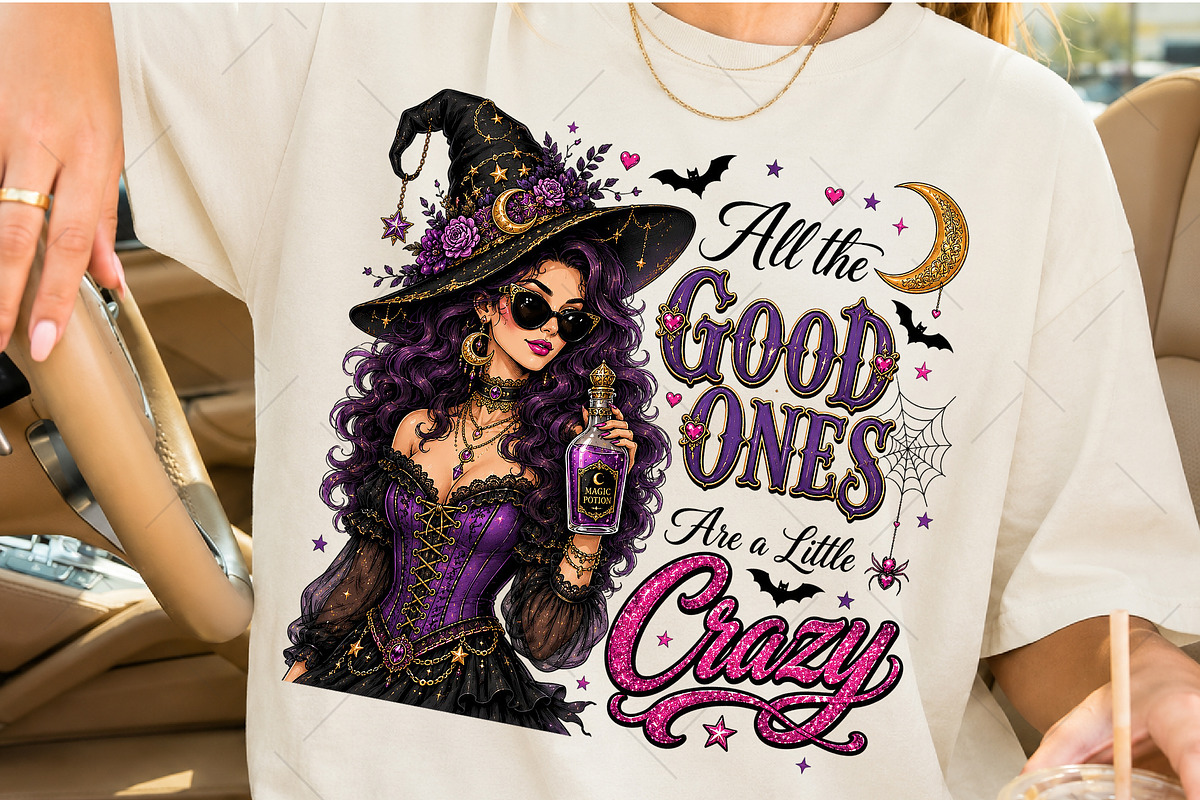 Glam Witch Halloween Sublimation PNG, a Seasonal Illustration by OK Design (Photo 2 of 5)