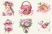 Pink Floral Wedding Clipart, an Illustration by OK Design (Thumbnail 5 of 5)
