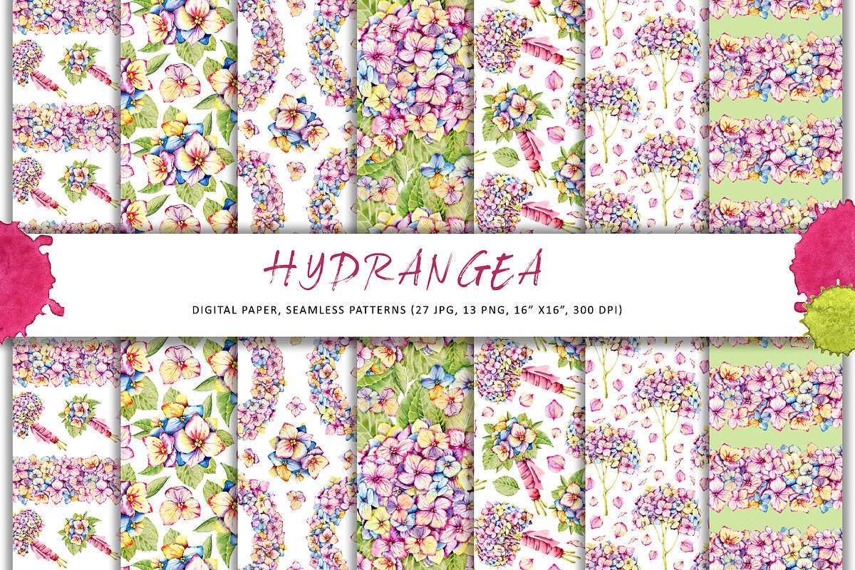 Hydrangea clipart, flower patterns, an Illustration by Artmanata (Photo 5 of 18)