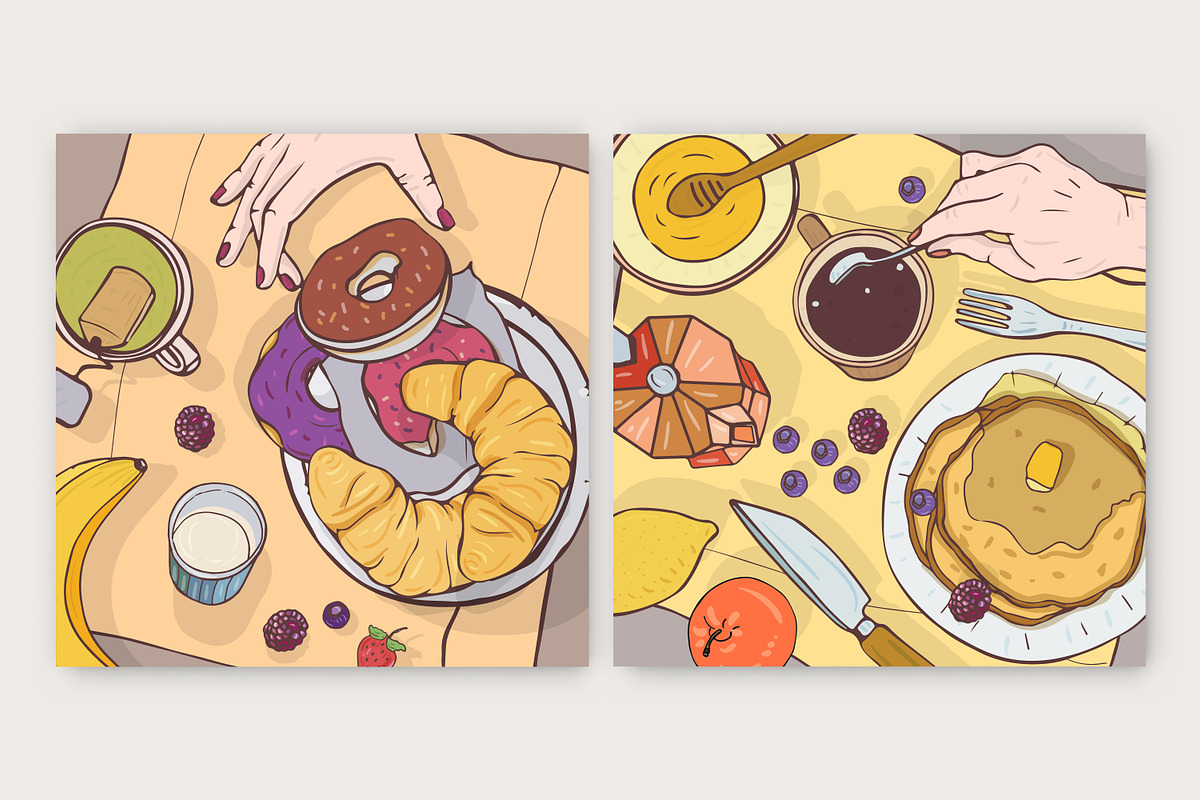 Breakfast food cards set, a Food Illustration by Good Studio (Photo 2 of 8)
