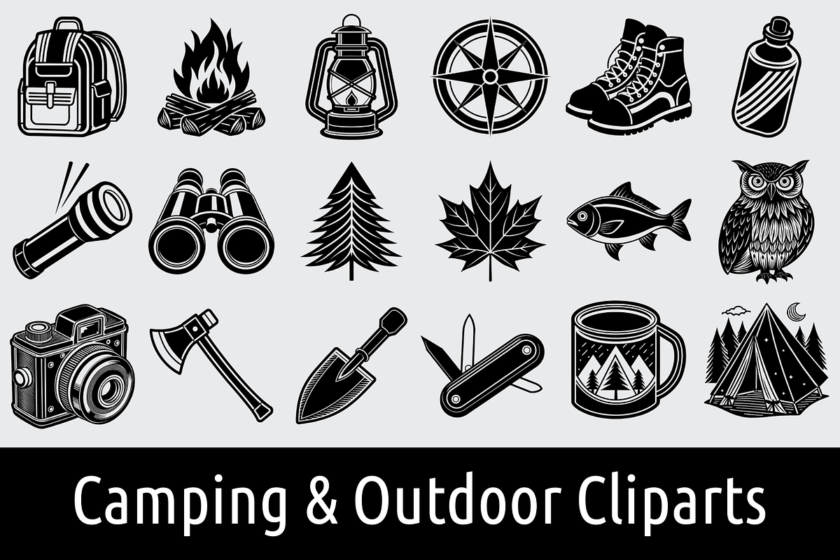 18 Camping & Outdoor SVG Clipart, an Object Graphic by Palleon