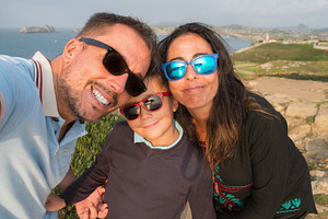 Selfie family on summer holiday featuring family, happy, and selfie