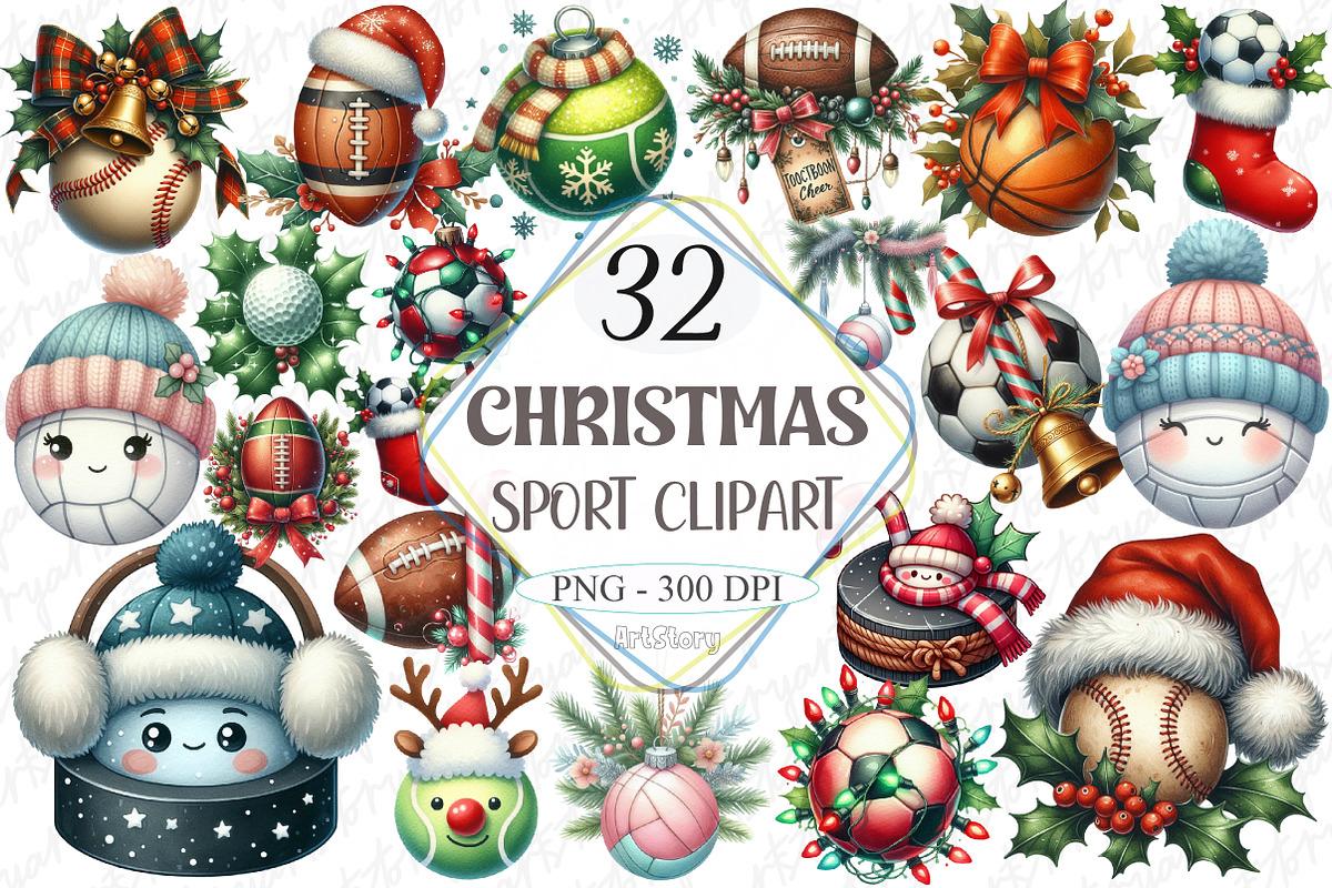 Christmas Sport Balls Sublimation, a Graphic by designcity5 (Photo 1 of 5)