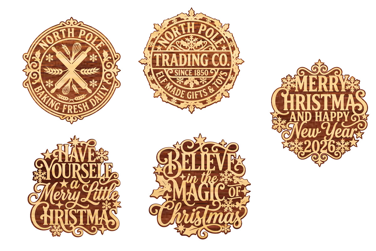 Christmas Vintage Signs Laser Cut, an Object Graphic by DreamCafeArt (Photo 4 of 8)