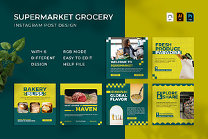 Supermarket Grocery - Instagram Post, a Social Media Template by VUNIRA