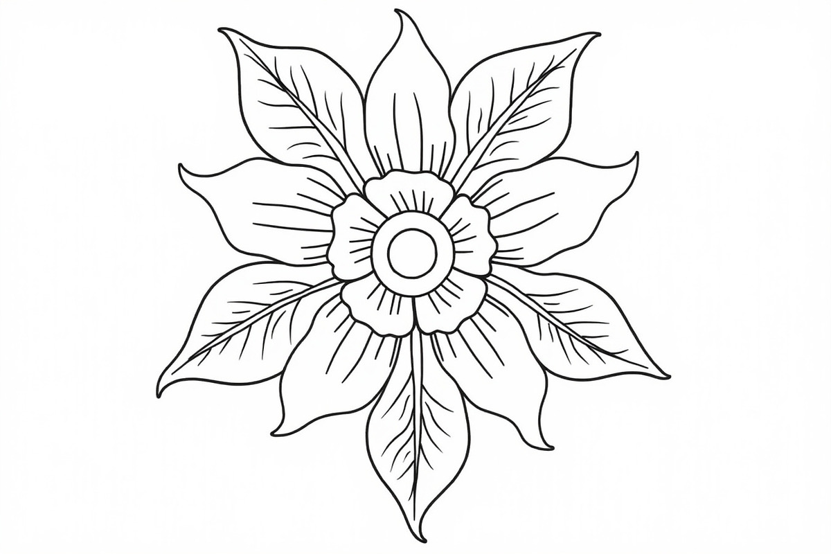Flower Outline Art Printable Pack, an Illustration by BIPLOB EXPERT (Photo 6 of 9)
