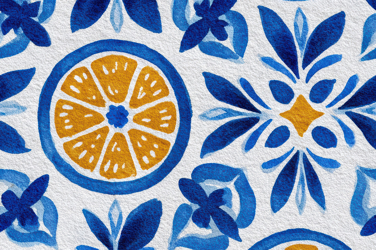Floral and Orange Seamless Pattern, a Decorative Illustration by Virgo Studio