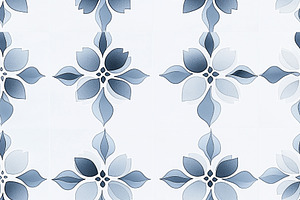 Seamless pattern repeating blue floral pattern on white tiles cr, a Pattern Graphic by Studio ANNA
