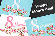 SET / 3 / Sakura Blossom for 8 March, a Decorative Illustration by Nadin_Lebedeva (Thumbnail 1 of 6)