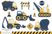 Navy & Lemon Construction Trucks, an Illustration by Amanda Ilkov (Thumbnail 1 of 2)