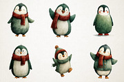 Christmas Penguin Watercolor Clipart, an Illustration by RobertsArt (Thumbnail 7 of 7)