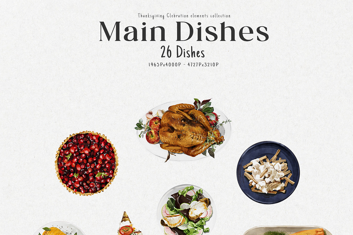 Watercolor Thanksgiving Collection, a Food Illustration by Damian Roh (Photo 3 of 17)