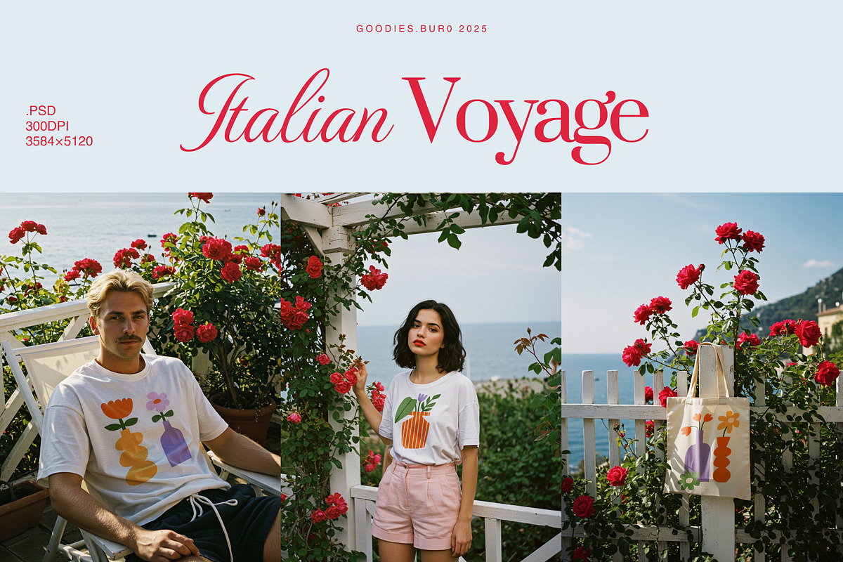 Italian Voyage Mockup Bundle, an Apparel Mockup by Goodies.Buro (Photo 1 of 7)