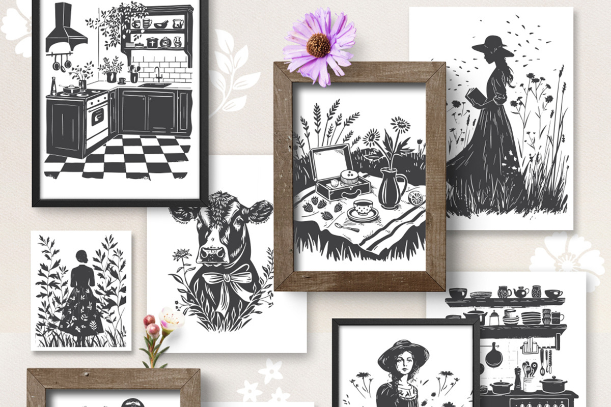 4 in 1 Linocut Vector Bundle, an Object Graphic by DariSmartArt (Photo 11 of 17)