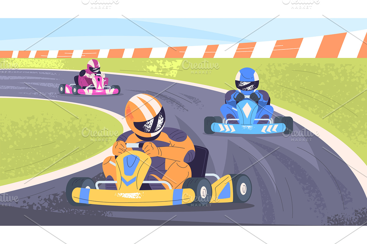 Kart race. Go-karts drivers in, a Sport Illustration by Stock-Smart-Start