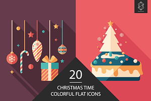 Christmas Time Flat Square Icon Set