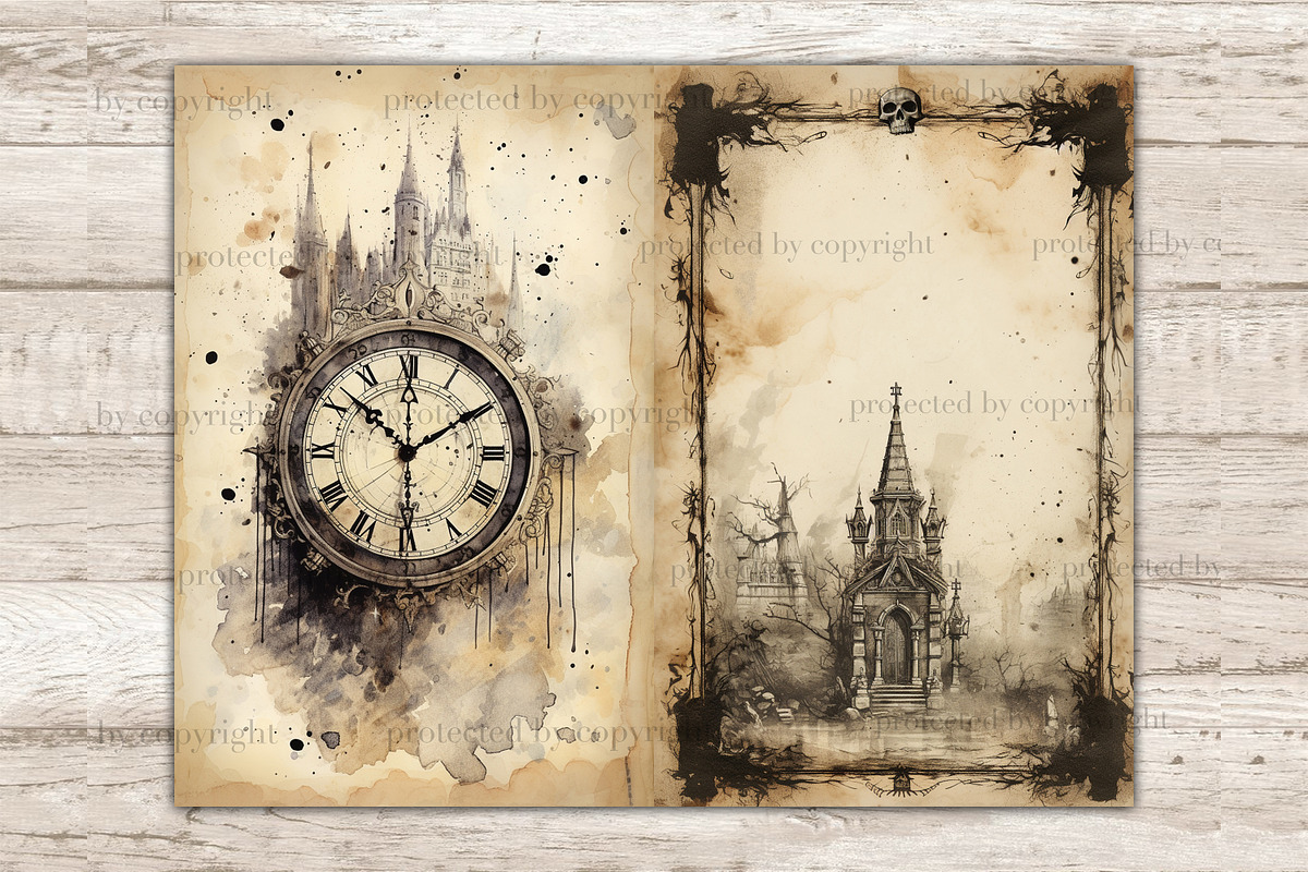 Gothic City Junk Journal Pages, a Seasonal Illustration by GlamArtZhanna (Photo 7 of 10)