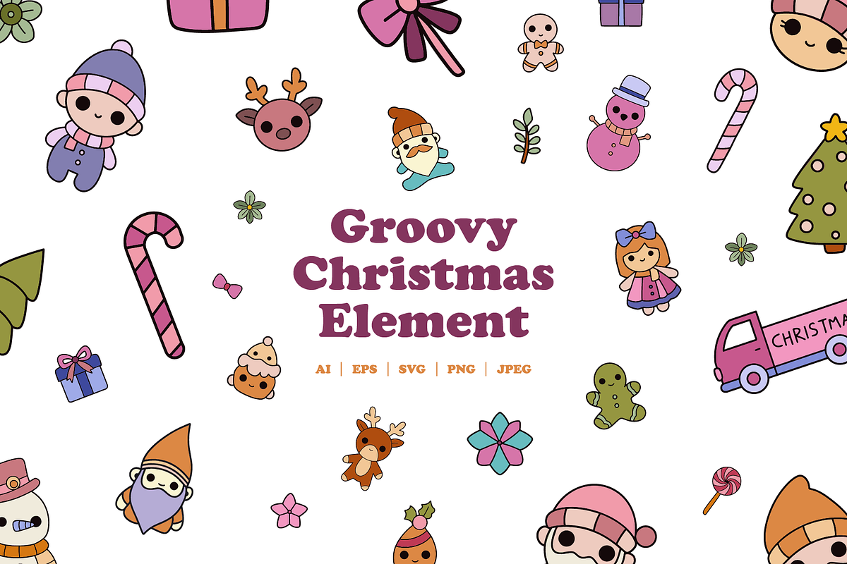 Christmas Groovy Element, an Illustration by HunEyy (Photo 1 of 7)