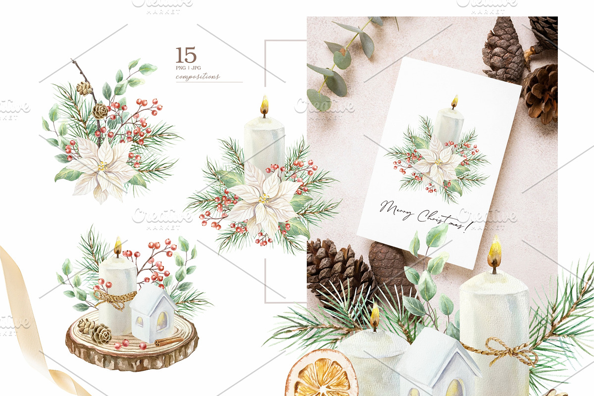 Cozy Christmas. Watercolor Clip Art., a Seasonal Illustration by Farida Bik (Photo 3 of 13)