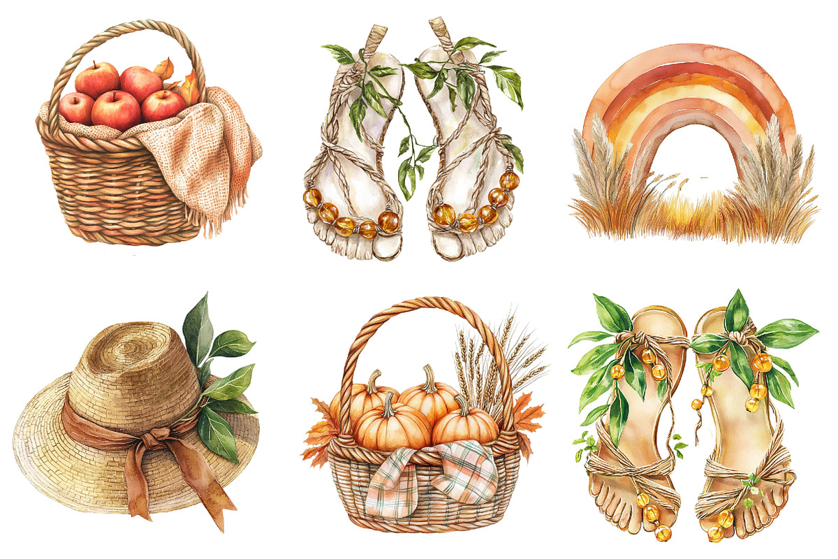 Boho Autumn Clipart, an Illustration by CreationArt (Photo 5 of 5)