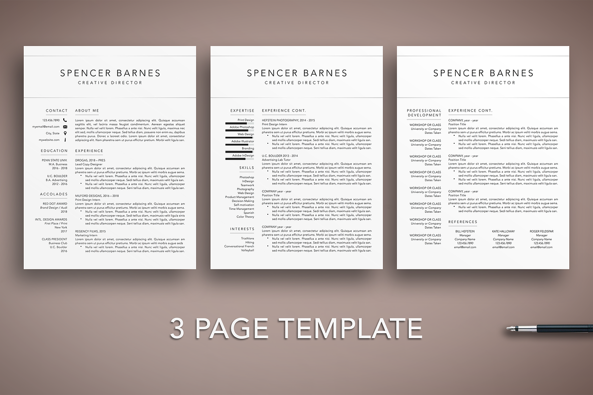 Modern Resume CV Template Word Pages, a Resume Template by The Creative Resume (Photo 3 of 8)