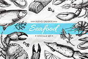 Seafood. Hand Drawn Vintage Set, a Background Graphic by Epine (Thumbnail 1 of 5)