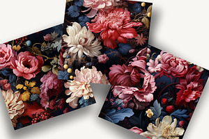 Tropical Baroque Floral Patterns Set